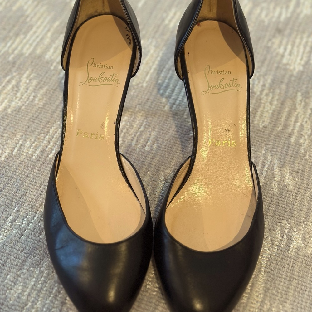 Christian Louboutin black leather heel